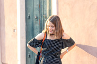 Young girl in a dress in Venice.
