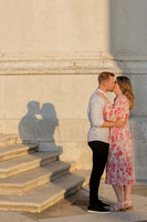 Engaged couple in warm evening light in Venice