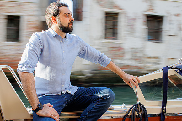 Casual portrait by Grand Canal in Venice