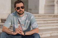 Casual portrait on boat with Venice backdrop