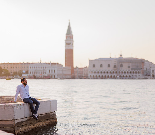 Pensive portrait in evening light of Venice