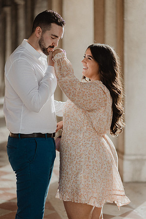 Engaged couple dancing in St. Mark’s Square