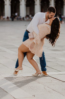 Couple smiling after engagement in Venice