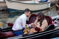 Woman admiring engagement ring on gondola