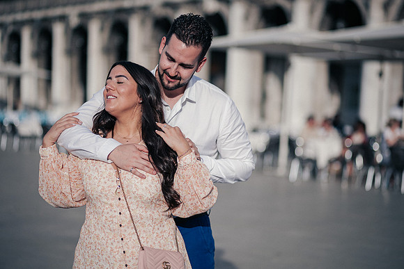 Couple enjoying golden hour in Venice