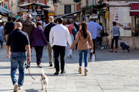 The couple enjoys a casual stroll through Venice before the big moment.