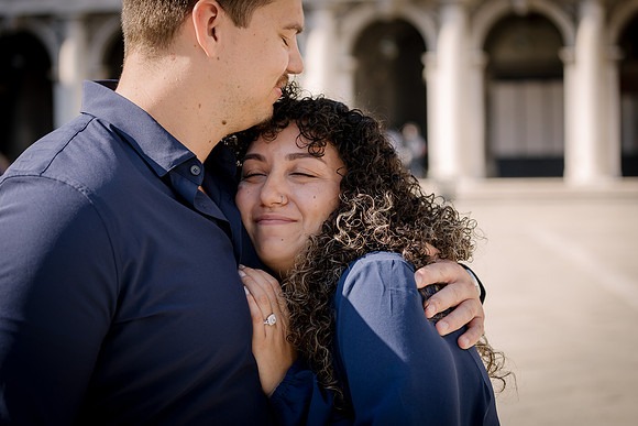 Happy embrace engagement Venice