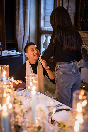 The bride-to-be beams with happiness as she relives the moment.