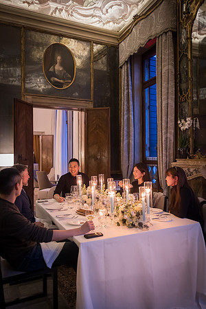 Guests gather around to celebrate the special engagement.