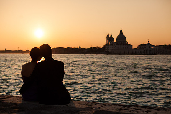 romantic sunset in venice