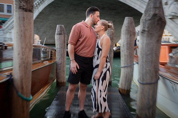 Walking together in Venice after engagement