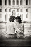 Black-and-white portrait of couple in Venice