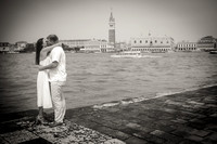 A quiet and intimate engagement moment on the Venetian waterfront.