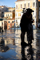 Silhouette kiss at Rialto Bridge, Venice sunset