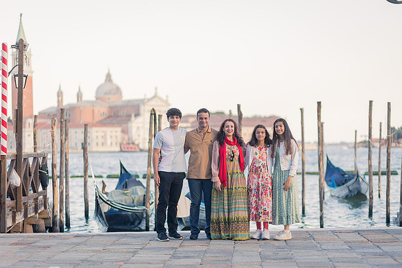 Family portrait by the Grand Canal in Venice