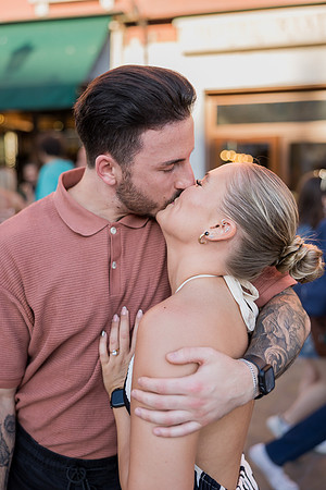 Romantic kiss at Rialto Bridge after Venice proposal