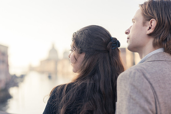 Soft-focus couple with domes behind
