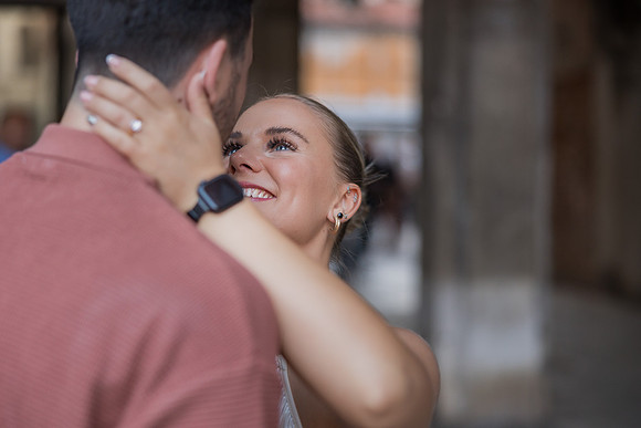 Thoughtful portrait in Venice engagement session