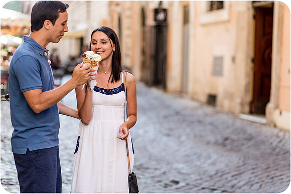 Romantic walk through the streets of Rome during honeymoon