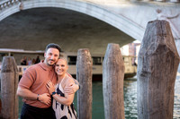 Couple hugging by Rialto Bridge, Venice engagement