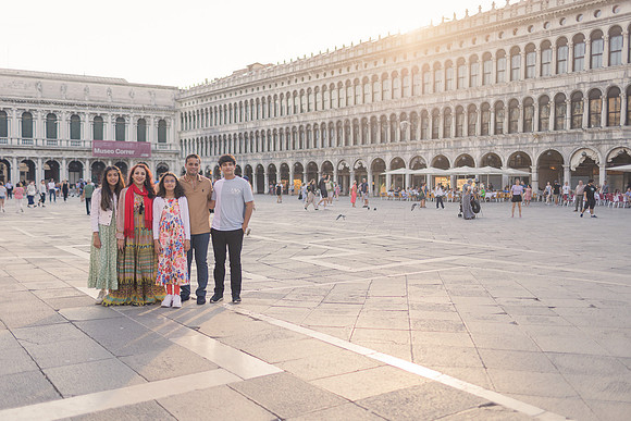 Family portrait in Piazza San Marco, Venice