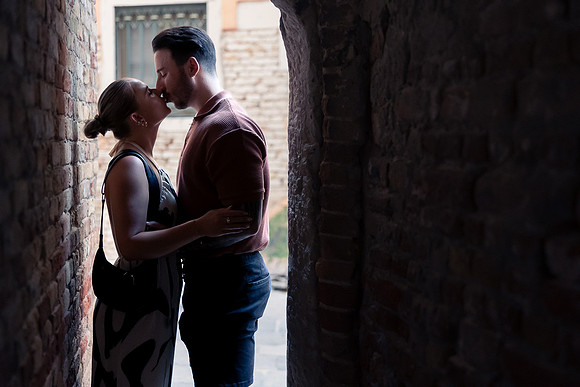 Quiet moment in alleyway after Venice proposal